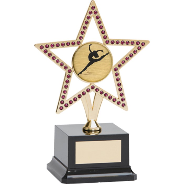  10'' GOLD METAL STAR WITH PURPLE GEMSTONES - CHOICE OF SPORTS CENTRE 